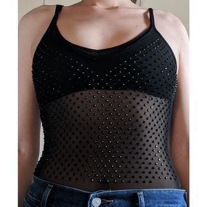 ☆2/$30☆ Sheer Rhinestone Bodysuit